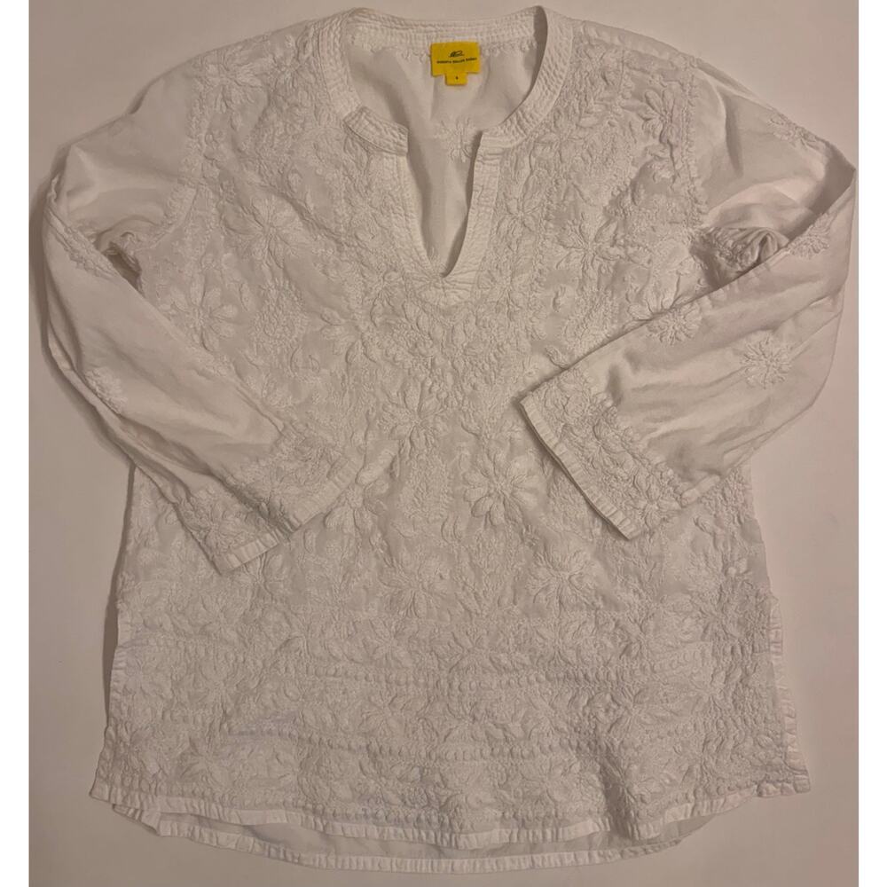 Roberta Roller Rabbit Samson Tunic Women's Sz S White/Floral Embroidered